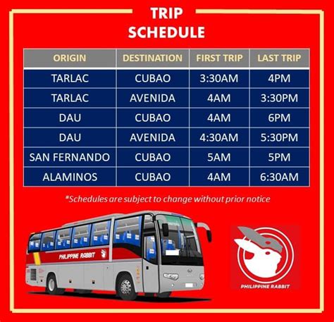 philippine rabbit bus schedule